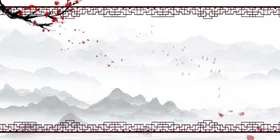 水墨背景墙风禅意山