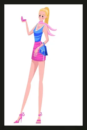 手绘时装模特卡通女孩尚女孩摩登女郎