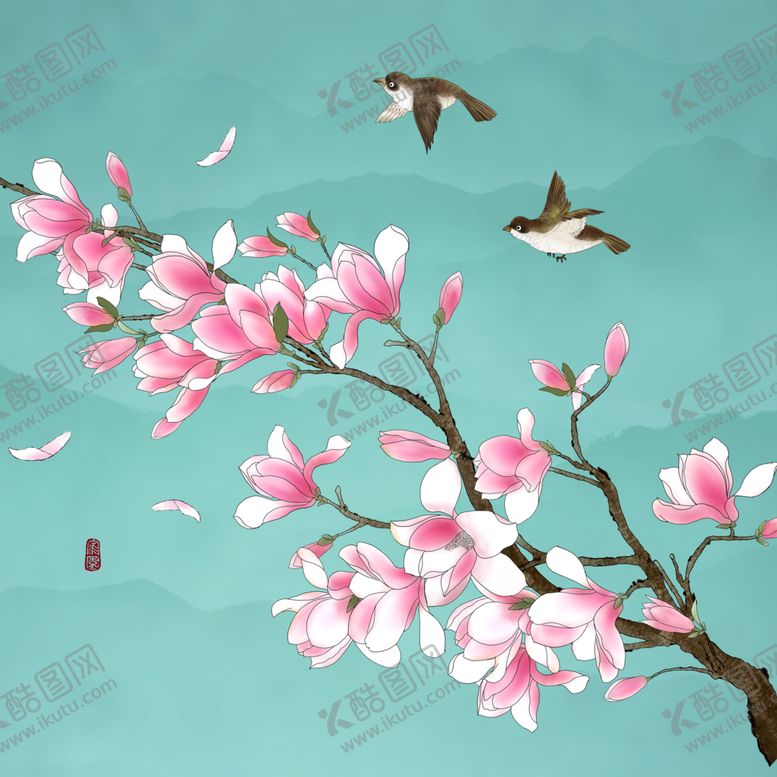 编号：82748901171011105893【酷图网】源文件下载-玉兰花鸟