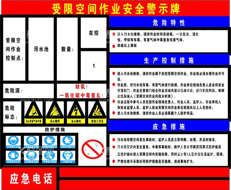 编号：37589510282253053795【酷图网】源文件下载-受限空间作业牌