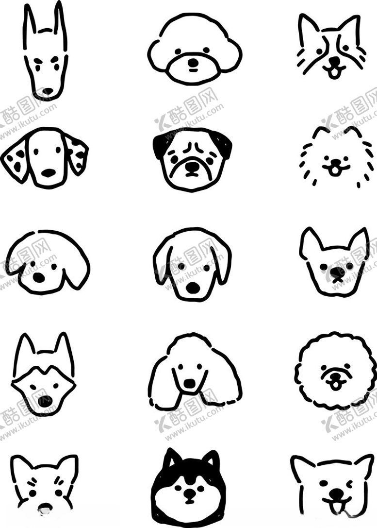 编号：38545611220011486858【酷图网】源文件下载-可爱动物头像简笔画