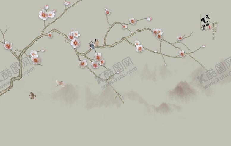 编号：85395907081722588309【酷图网】源文件下载-工笔花鸟背景墙装饰画