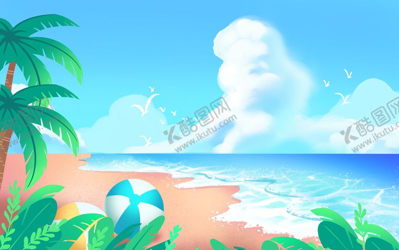 编号：72369510020746246038【酷图网】源文件下载-卡通夏日沙滩