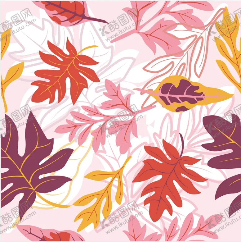 编号：44179309091142478168【酷图网】源文件下载-秋季多彩树叶图案背景