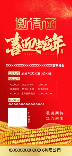 邀请函红色海报红色会议会议帖