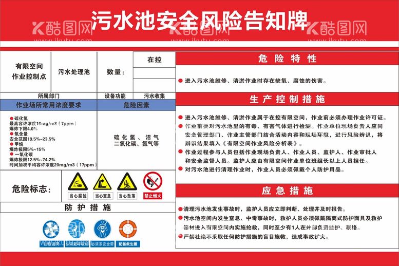 编号：41438412201306125795【酷图网】源文件下载-污水池风险告知