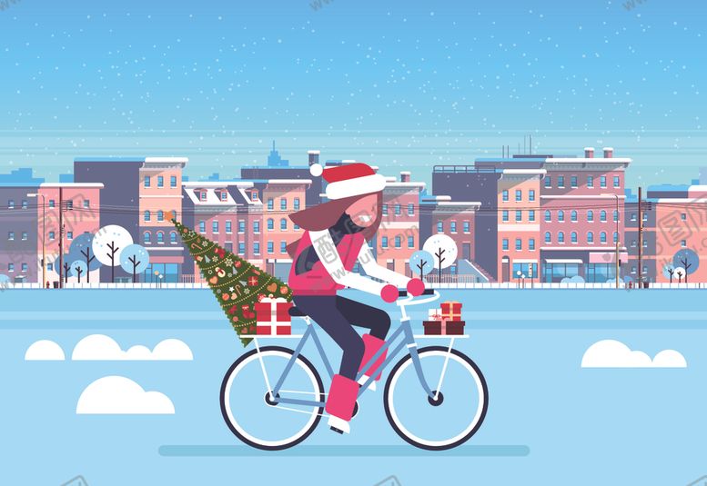 编号：69681410131619045891【酷图网】源文件下载-冬季圣诞节城市风景插画