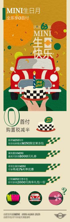 mini生日月优惠长图海报