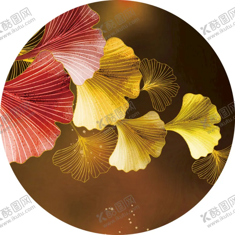 编号：60952510180945436731【酷图网】源文件下载-杏叶时尚中式挂画装饰画