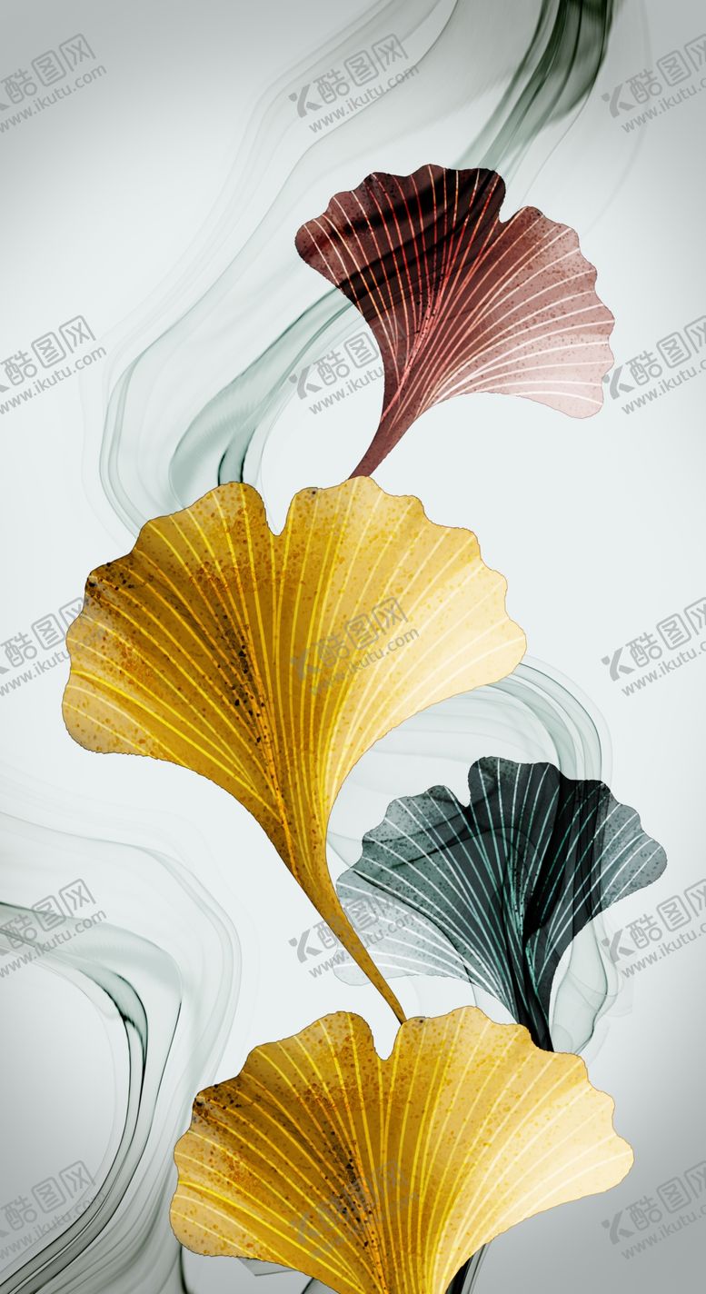 编号：27510309230929468492【酷图网】源文件下载-金色银杏叶树叶装饰画