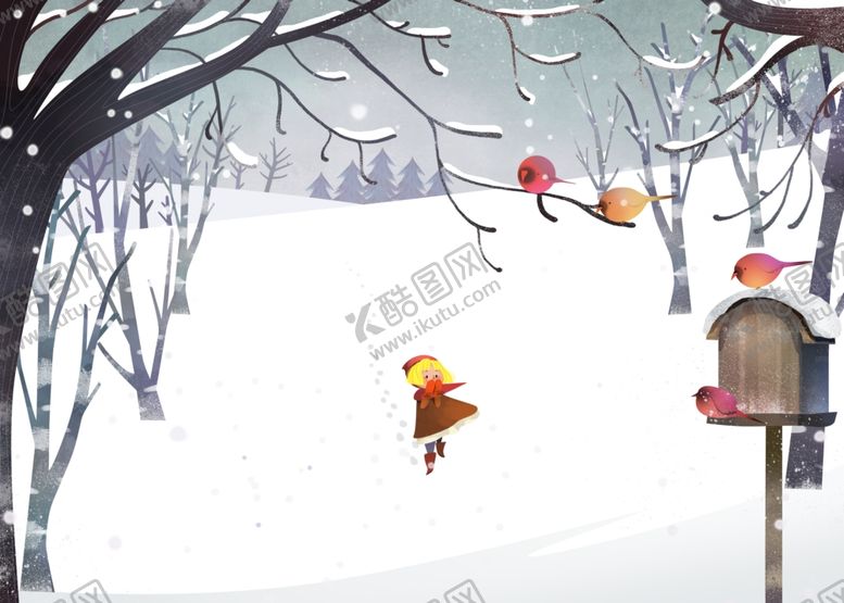 编号：21613906281316125997【酷图网】源文件下载-唯美小清晰雪景插画