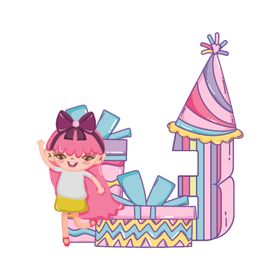 卡通女孩生日背景素材