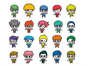 多彩卡通人物集合