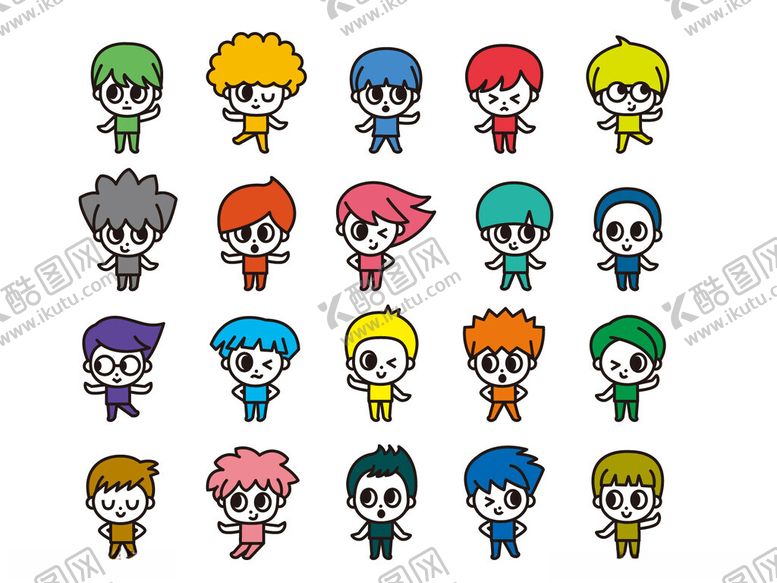 编号：51114810300620221413【酷图网】源文件下载-多彩卡通人物集合