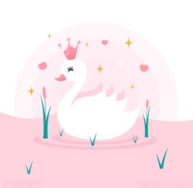 矢量手绘天鹅