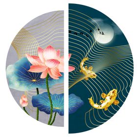 荷塘月色新中式圆形装饰画