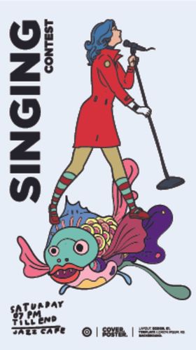 音乐会卡通人物创意插画吉他海报设计