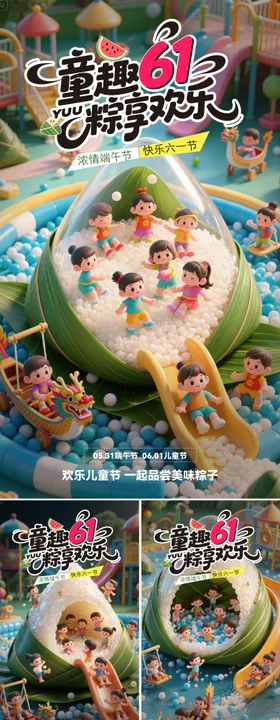 口腔端午节儿童节双节节日海报