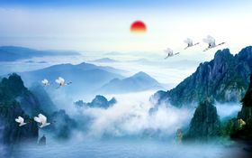 山水电视背景墙