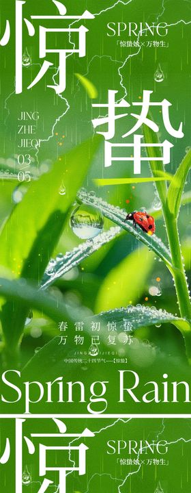 惊蛰节气海报柳树下雨二十四春分