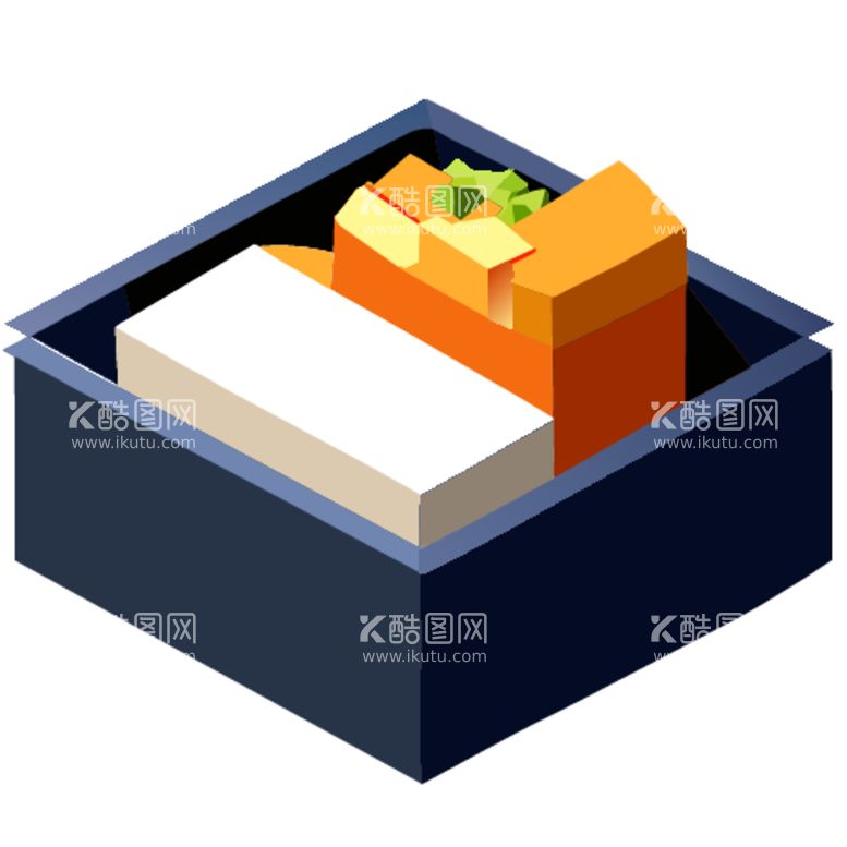 编号：37361612200319273057【酷图网】源文件下载-3D视图食物豆腐和南瓜