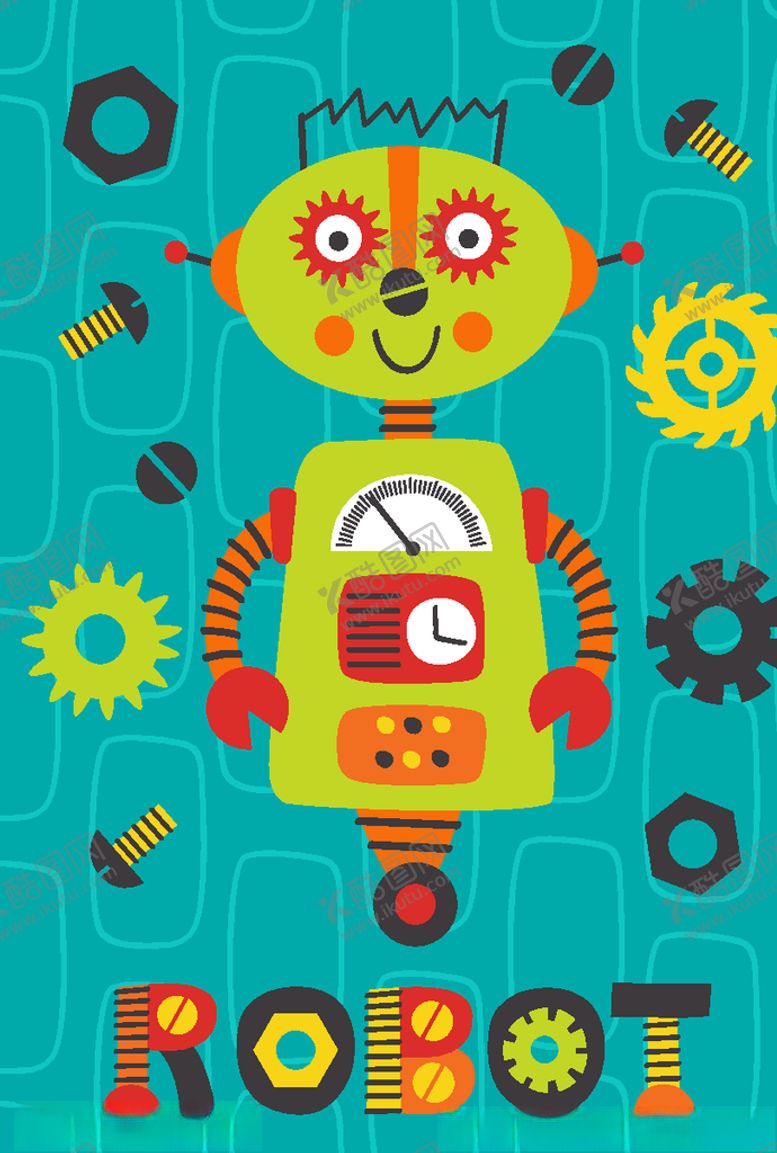 编号：11890710020251184841【酷图网】源文件下载-创意卡通机器人插画图案