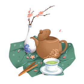 树叶装饰清明节