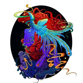 国潮凤凰插画