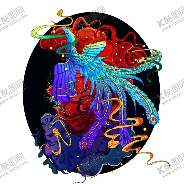 编号：35799710221435075614【酷图网】源文件下载-国潮凤凰插画