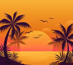 创意夕阳沙滩大海风景