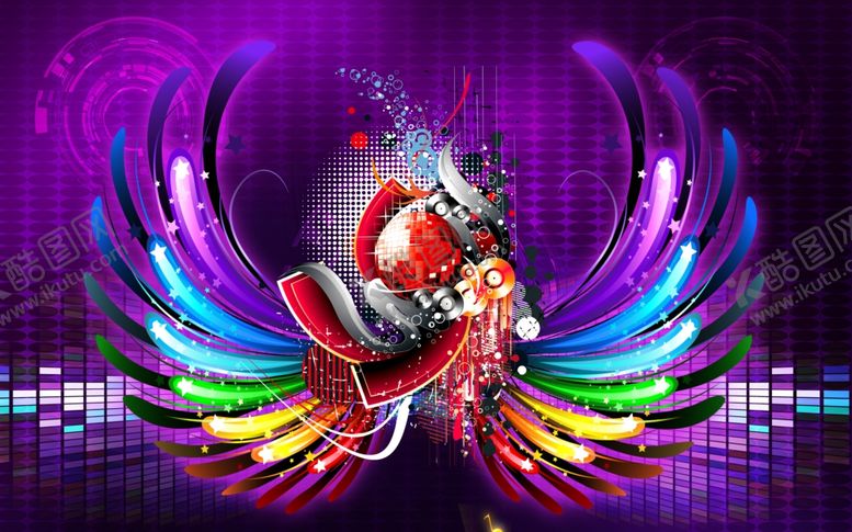 编号：85176809210438022148【酷图网】源文件下载-KTV炫彩翅膀背景