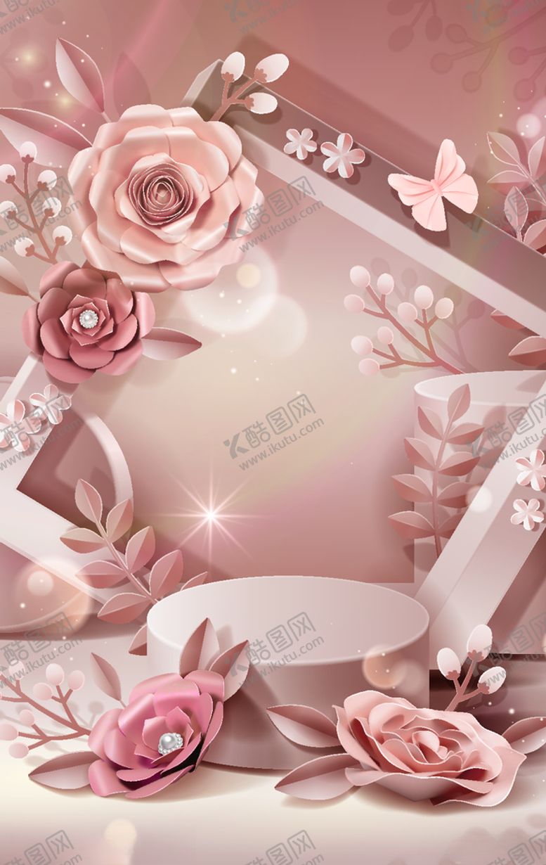 编号：26481207131728584270【酷图网】源文件下载-鲜花背景化妆品背景广告底图