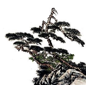 水墨中国风迎客松