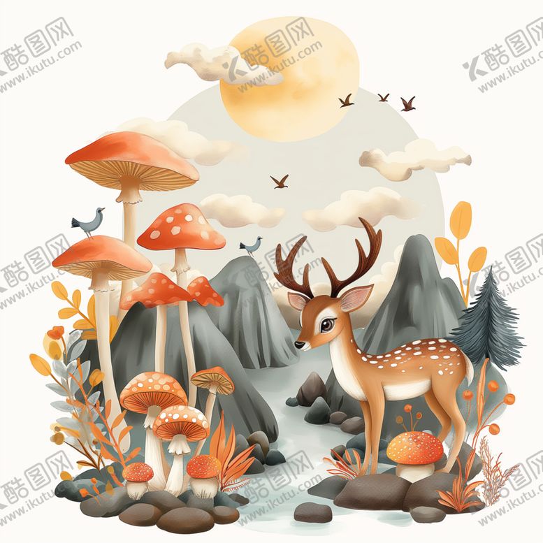 编号：36167402130716004187【酷图网】源文件下载-鹿茸菇插画