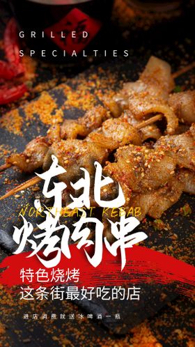 东北烤肉串美食活动海报素材