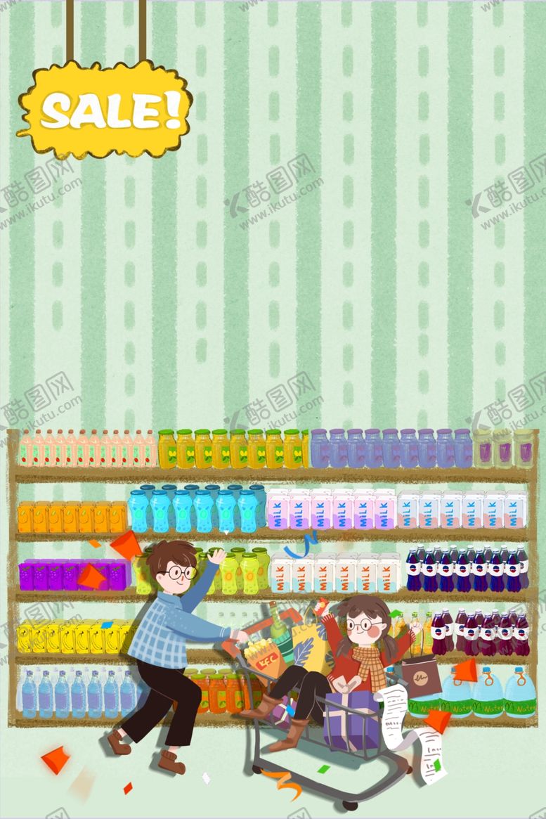 编号：69491910301933405156【酷图网】源文件下载-卡通超市背景