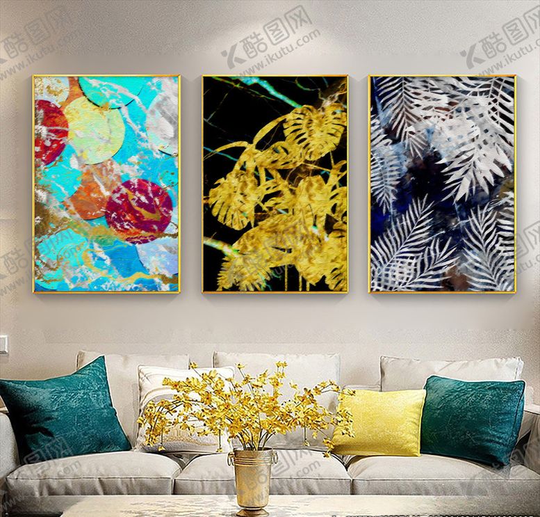 编号：11769710061916101579【酷图网】源文件下载-植物叶子三联画