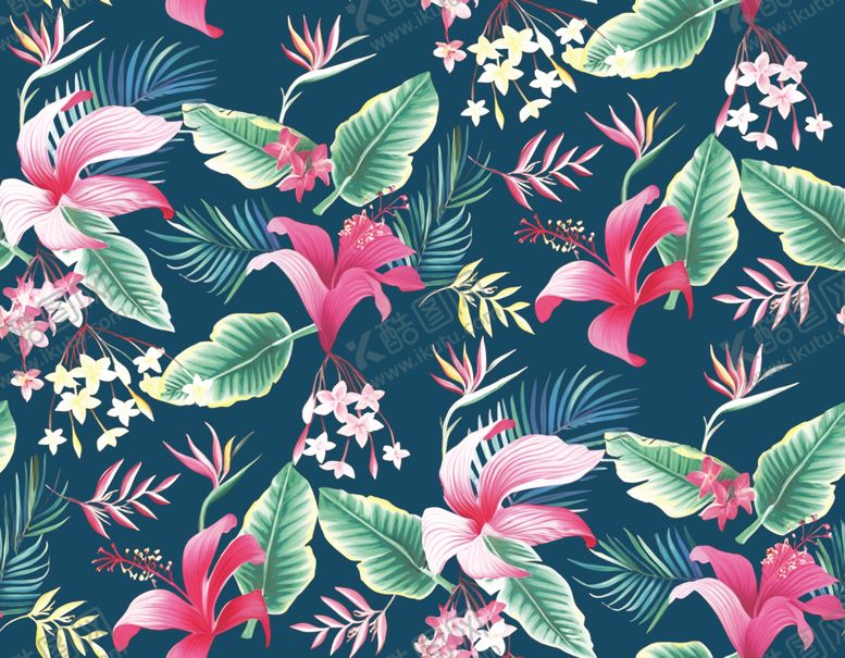 编号：89587407011004202100【酷图网】源文件下载-热带花卉图案背景