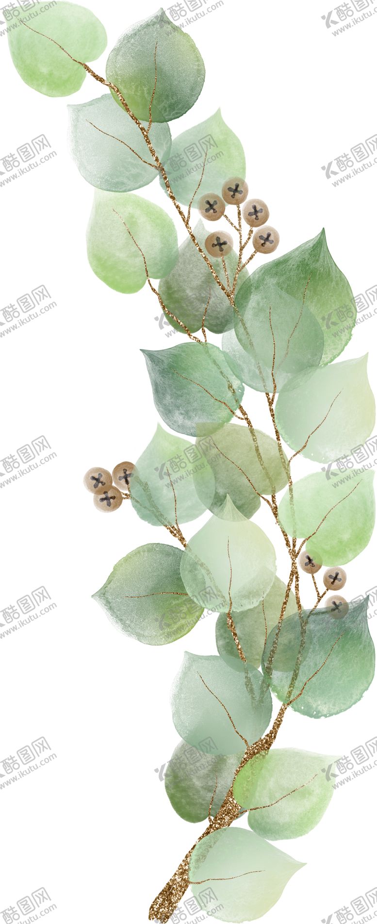 编号：55132807040122245032【酷图网】源文件下载-北欧小清新水彩植物图案