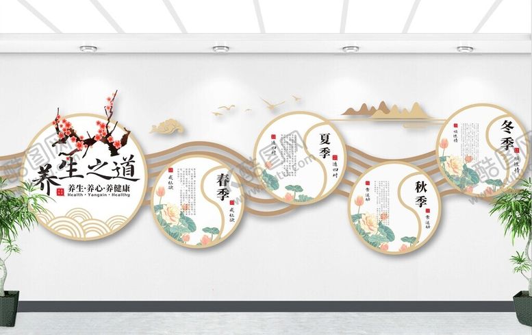 编号：22367911020927182601【酷图网】源文件下载-中式古典中医养生文化墙创意设计