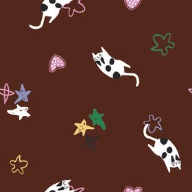 数码印花手绘卡通猫