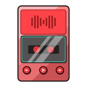收音机红色立体模型海报素材