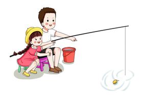 父亲节卡通亲子插画png素材