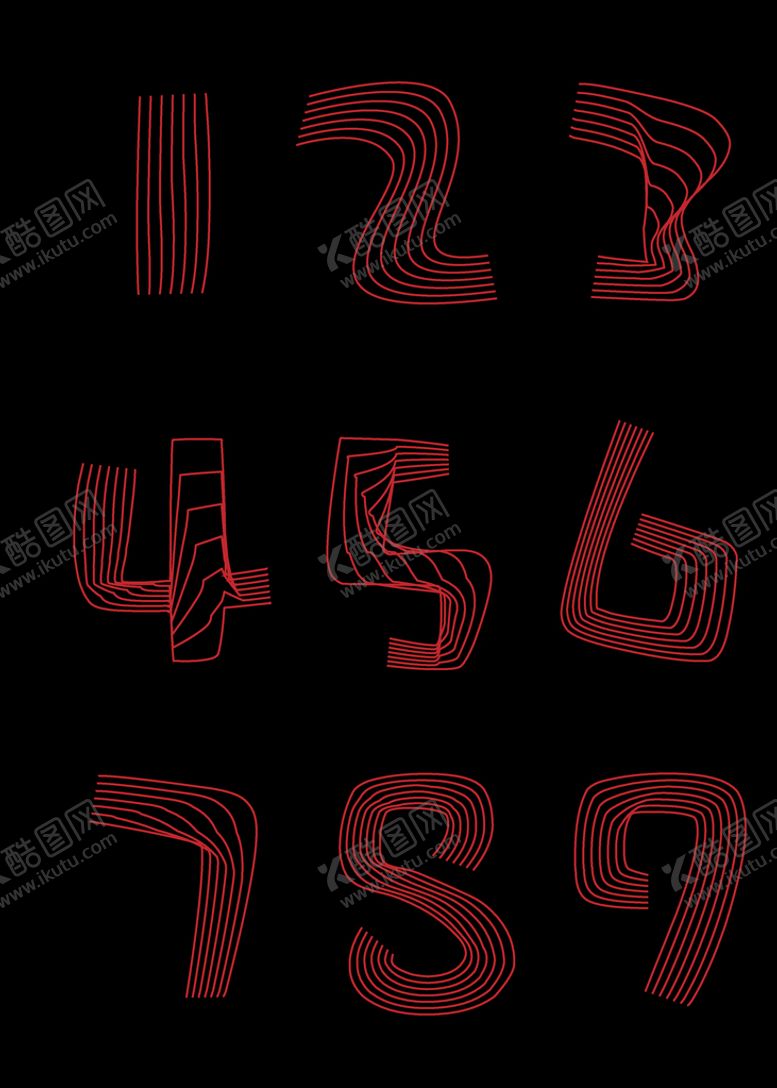 编号：57771906250454183283【酷图网】源文件下载-线条数字