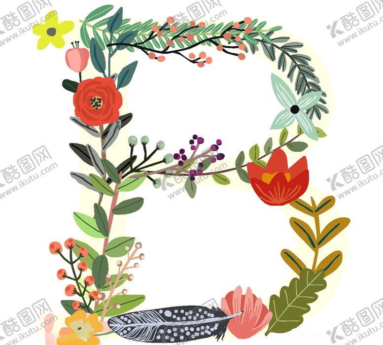 编号：90945009121353571798【酷图网】源文件下载-创意矢量手绘花卉字母