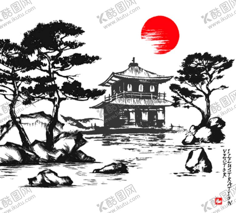 编号：53502810220331108667【酷图网】源文件下载-水墨山水花画         