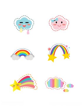 可爱矢量天空小元素贴纸素材