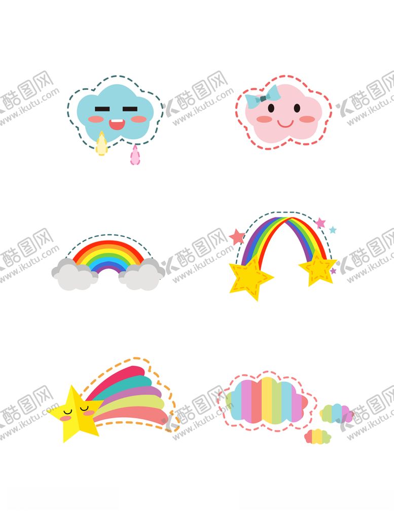 编号：61767811011542456578【酷图网】源文件下载-可爱矢量天空小元素贴纸素材