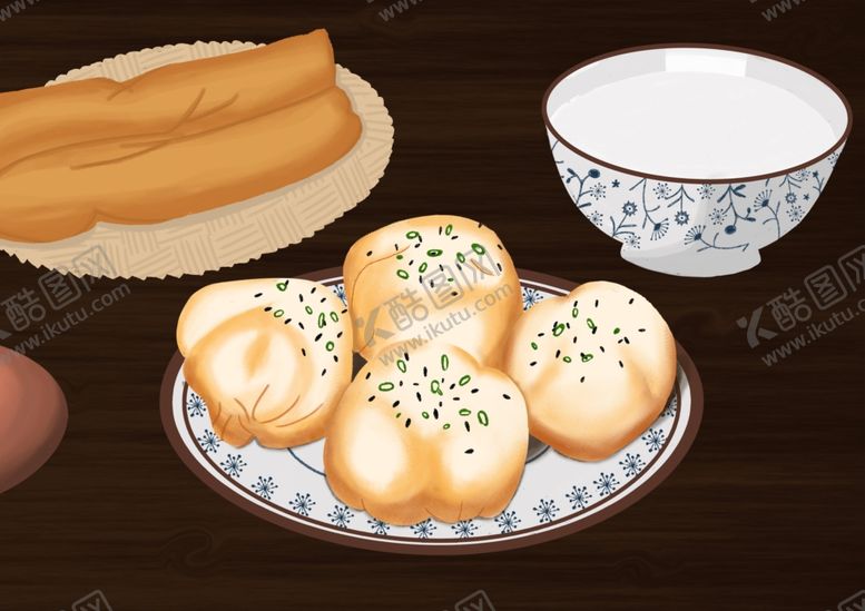 编号：79336302121236344817【酷图网】源文件下载-手绘插画中式早餐