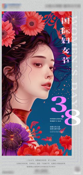 妇女节海报创意插画公历日神